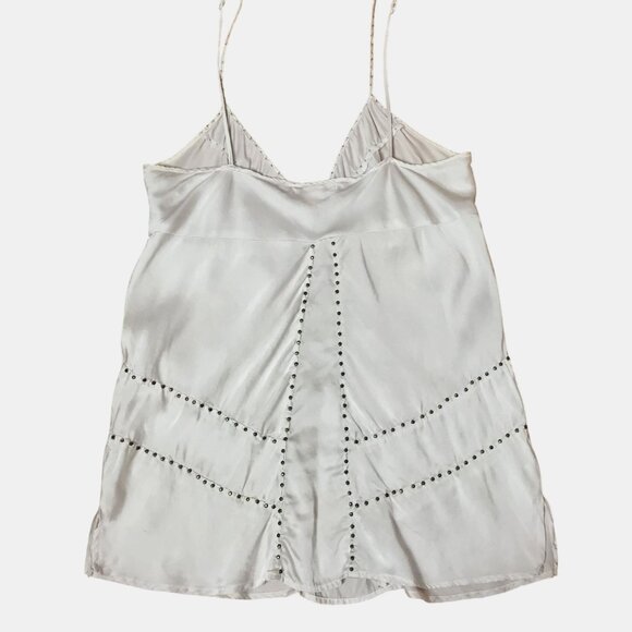 GOLD HAWK 100% Silk Studded Cami Top Moonbeam L Slip Tank Boho Y2K Luxe Designer - Picture 3 of 7